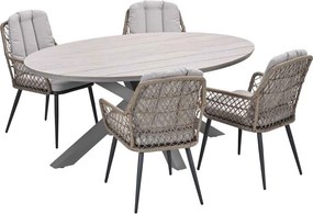 Garden Impressions Kalibo tuinset 5-delig - Tulli tuintafel 180x115 cm - light teak vironwood