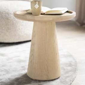 Eiken Bijzettafel Rond - 46 X 46cm.