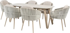 Manolo Eva dining tuinset 180x95xH75 cm 7 delig keramiek latte Taste 4SO