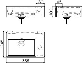 Clou New Flush 2 fontein solid surface 36cm met afvoerplaat wit mat