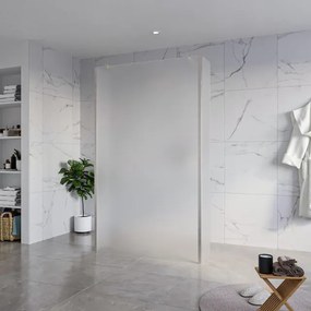 Fortifura Galeria Vrijstaande Inloopdouche - 120x200cm - Glas mat - antikalk - 8mm veiligheidsglas - 2 zijwanden 30cm - wandsteunen en hoekprofielen - Geborsteld RVS PVD (RVS) SW927769 2x/SW797928/SW797931 2x/SW798730 2x