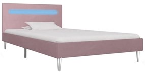 vidaXL Bedframe met LED stof roze 90x200 cm