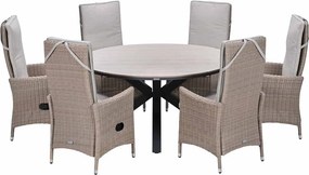 Garden Impressions Collin tuinset 7-delig - Tulli tuintafel Ø148x75 cm light teak vironwood