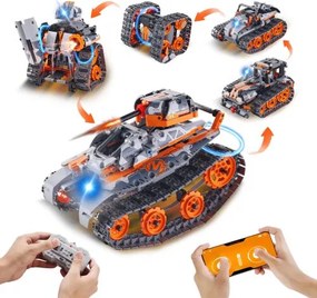 VEVOR STEM-bouwspeelgoed voor kinderen, 5-in-1 554-delige afstandsbedieningsautosets, op afstand bestuurbare en app-gestuurde auto/robot/tank/Rubik's kubus/sneeuwschuiver, RC STEM-robotbouwset voor jongens en meisjes vanaf 6 jaar