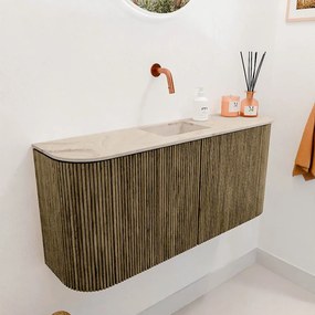 Mondiaz Joya DLux 95cm toiletmeubel ronding links/rechts dusk met wastafel faye midden zonder kraangat frappe