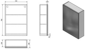 Aqualine Vega spiegelkast 50x70x18cm eiken