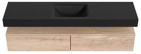 Zaro Alan badmeubel 180cm washed oak 2 lades met vrijhangende wastafel cloud midden zonder kraangat urban