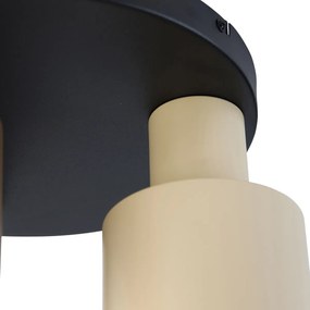 Plafondlamp brons met taupe en beige 3-lichts - Ans Modern E27 rond Binnenverlichting Lamp