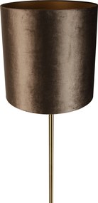 Vloerlamp messing met velours kap bruin 40cm - Simplo