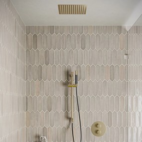 Saniclear Cube Pro inbouw regendouche rond met inbouw douchekop 30x30cm, glijstang en staafhanddouche geborsteld messing - mat goud