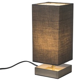 Moderne tafellamp grijs met staal - Milo Design, Industriele / Industrie / Industrial, Modern E14 vierkant Binnenverlichting Lamp