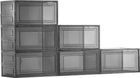 VEVOR Schoenenopbergdozen Stapelbare schoenendozen (6 stuks) Geschikt voor schoenen tot maat 13, schoenenorganizer met magnetische deur voor het opbergen van hoge hakken, laarzen en hoeden, transparant zwart