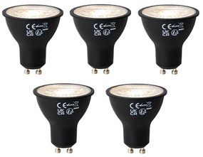 Set van 5 GU10 dimbare LED lampen zwart 6W 450 lm 3000K