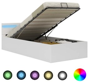 vidaXL Bedframe met opslag hydraulisch LED kunstleer wit 100x200 cm