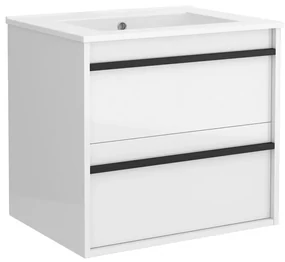 Muebles Resh badkamermeubel wit hoogglans 60cm met witte wastafel zonder kraangat