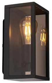 Buiten wandlamp zwart met smoke glas 26 cm IP44 - Charlois