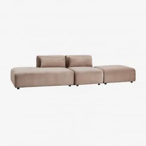 2-delige Modulaire Bank Met Linker Chaise Longue En Poef Fogler Corduroy Kameelbruin - Sklum