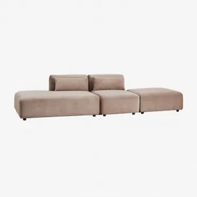 2-delige Modulaire Bank Met Links Chaise Longue En Fogler Poef Corduroy Kameelbruin - Sklum