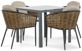 Tuinset 4 personen 85 cm Aluminium/wicker Grijs Lifestyle Garden Furniture Nice/Venustas