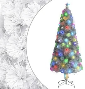 vidaXL Kunstkerstboom met LED 210 cm glasvezel wit