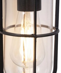 Landelijke buitenwandlamp zwart met glas - Elza