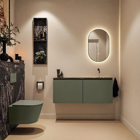 Mondiaz Ture DLux toiletmeubel 120cm army met wastafel lava rechts zonder kraangat