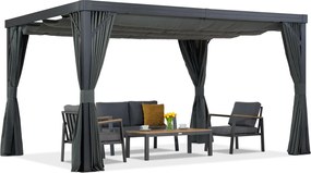Terras pergola met gordijnen Alicante 3x4 antraciet Garden Point