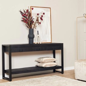 Starfurn Boaz Black Stoere Zwarte Sidetable Mangohout 150 Cm - 150 X 35cm.