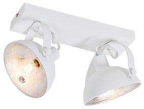 Industriële plafondlamp wit met zilver 2-lichts verstelbaar - Magnax Industriele / Industrie / Industrial E14 Binnenverlichting Lamp