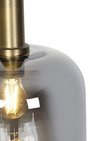 Design hanglamp zwart met goud en smoke glas - Zuzanna Design E27 rond Binnenverlichting Lamp