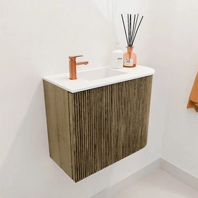 Mondiaz Joya 50cm toiletmeubel ronding rechts dusk met wastafel faye links 1 kraangat talc