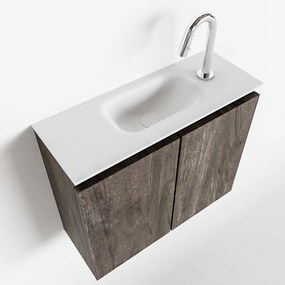 Mondiaz Ture 60cm toiletmeubel dark brown met wastafel talc midden 1 kraangat