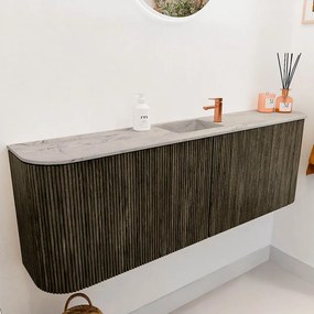 Mondiaz Joya DLux 125cm toiletmeubel ronding links/rechts shadow met wastafel faye midden 1 kraangat glace