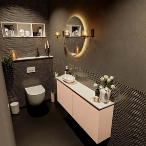 Mondiaz Fowy toiletmeubel 120cm rosee met oudroze waskom links zonder kraangat