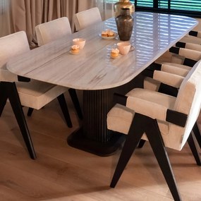 Richmond Interiors Mayfield Eettafel Marmer En Donker Hout - 230 X 100cm.