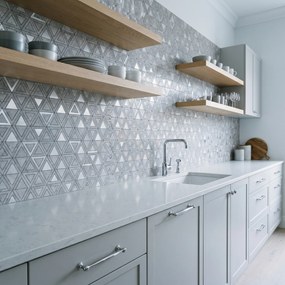 Zelfklevende Mozaïektegels Metaal | Driehoek Grijs Zilver | 28,7×33,1 cm | Keuken, Bad &amp; WC