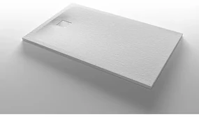 Nemo Stock Taurus douchebak 120x90x3cm met afdekplaatje inox mineraalcomposiet steenstructuur wit M07643U500