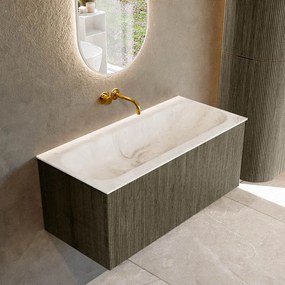 Mondiaz Kurve-dlux 100cm badmeubel shadow met 1 lade en wastafel big medium midden zonder kraangat frappe