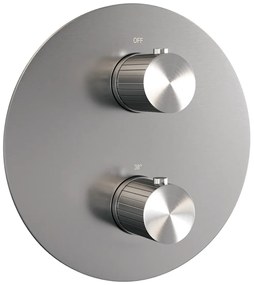 Brauer Stripe 3-weg inbouwthermostaat rond RVS geborsteld PVD