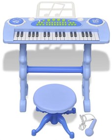 vidaXL Speelgoedkeyboard met krukje/microfoon en 37 toetsen blauw