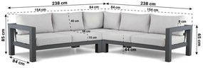 Hoek loungeset 5 personen Aluminium Grijs  Lifestyle Garden Furniture Luca