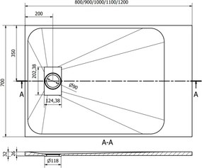 Mexen Hugo rechthoekige douchebak SMC 100 x 70 cm, wit - 42107010