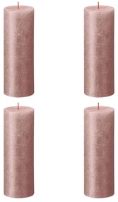 Bolsius Stompkaarsen Shimmer 4 st rustiek 190x68 mm roze