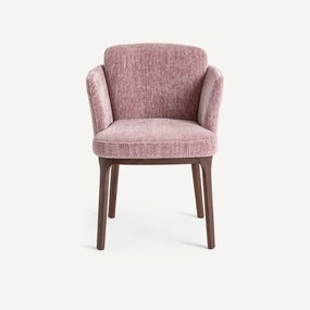 Tafelstoel met poten van notenhout en fluweel, Jabote