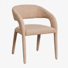 Set Van 2 Arazeina Gestoffeerde Eetkamerstoelen Met Armleuningen Dikke Chenille Stof Latte Bruin - Sklum