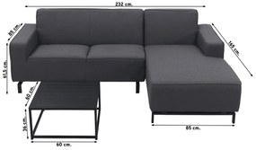 Boavista/Toronto loungebank chaise longue - Sooty - 3-delig - links