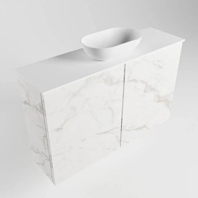 Mondiaz Fowy toiletmeubel 80cm Carrara met witte waskom midden zonder kraangat