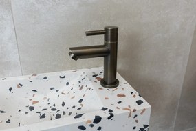 Saniclear Terrazzo fonteinset met rechte kraan in verouderd messing