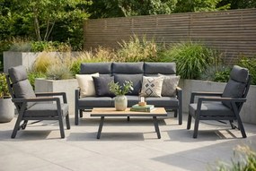 Stoel en Bank Loungeset 5 personen Aluminium/teak Grijs  Lifestyle Garden Furniture Marseille