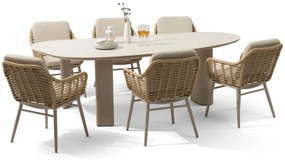Tuinset 6 personen 240 cm Aluminium/rope Taupe Coco Antoni/Weave